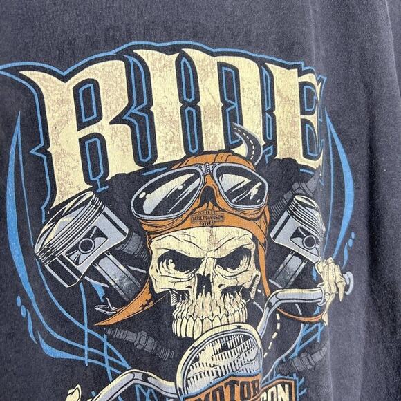 Harley Davidson Dark Gray Skull Graphic Print Short Sleeve Shirt Size 2XL Men's - Picture 3 of 13